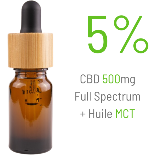HUILE CBD EN GROS 5% WHITELABEL FULL SPECTRUM 500MG 10ML AVEC HUILE MCT