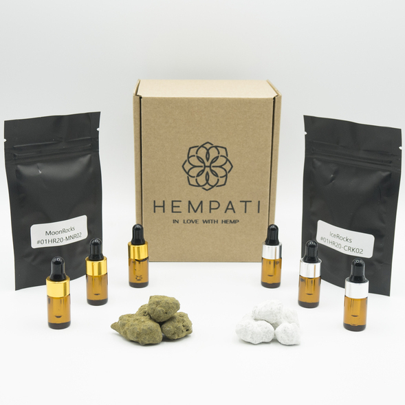 Campioni CBD gratuiti - Hempati PLUS con olio CBD a spettro completo, CBD Moon Rock e CBD Ice Rock